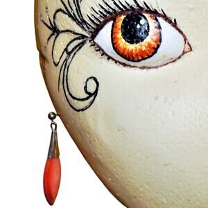 70s Vintage Mod Orange Shell Like Drop Earrings